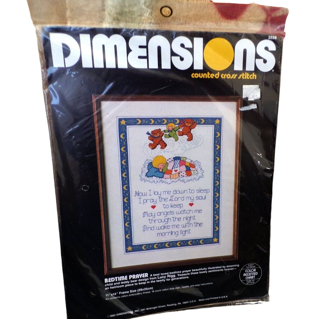 Vintage 1983 Dimensions Cross Stitch Kit "Bedtime Prayer" #3556 Sealed